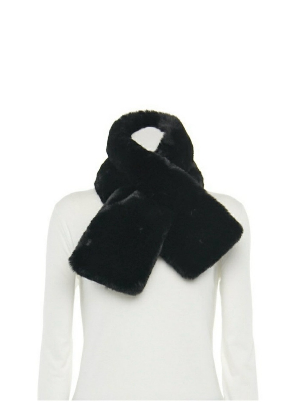 LC Lauren Conrad Black Faux Fur Scarf Wrap